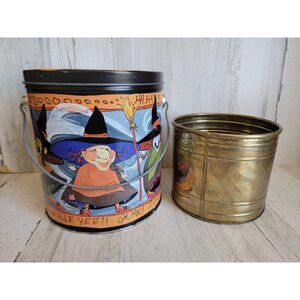 Vintage witch metal bucket set Halloween home decor